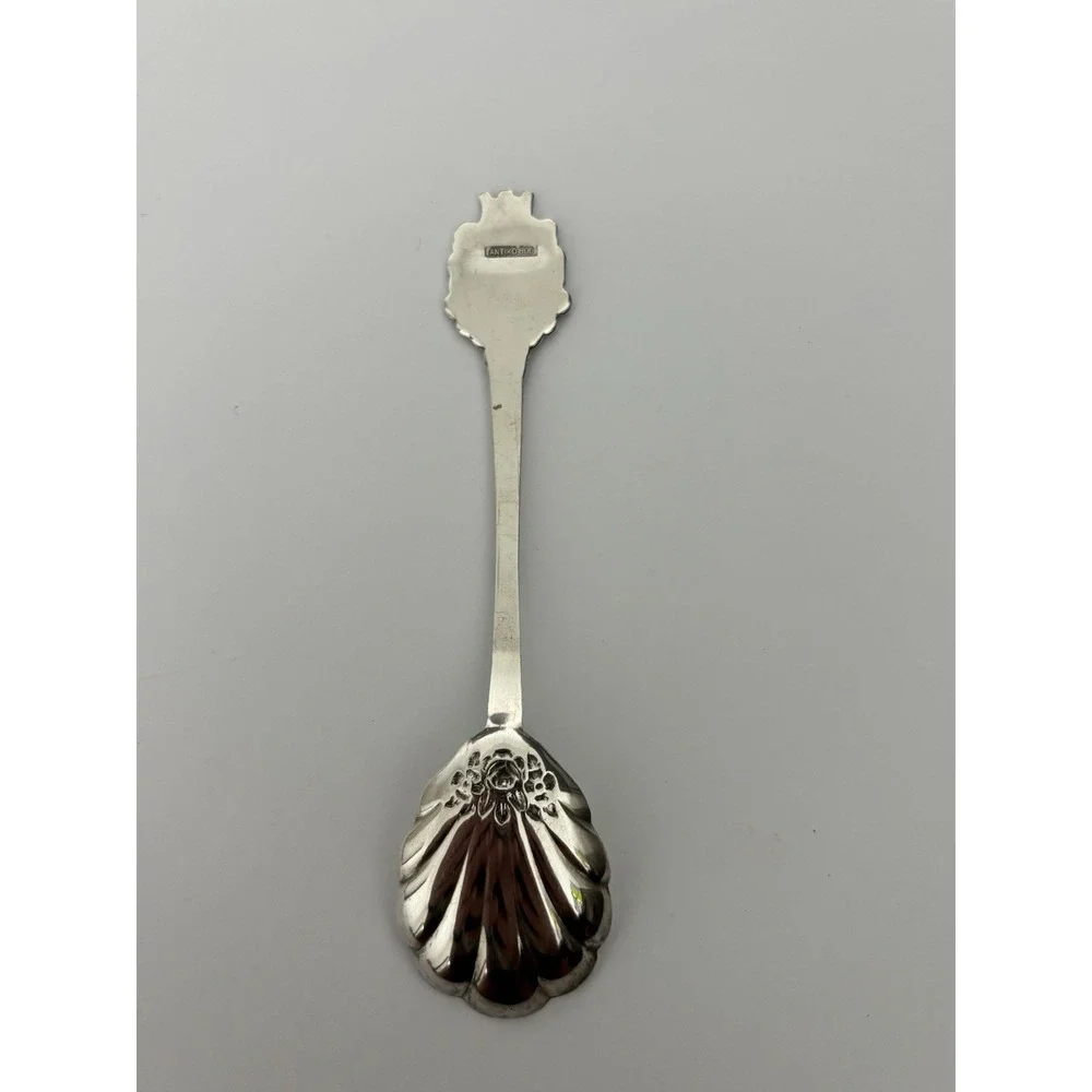 Antique 800 Silver Antiko Rose Sugar Shell Spoon - Souvenir 800 Silver Spoon